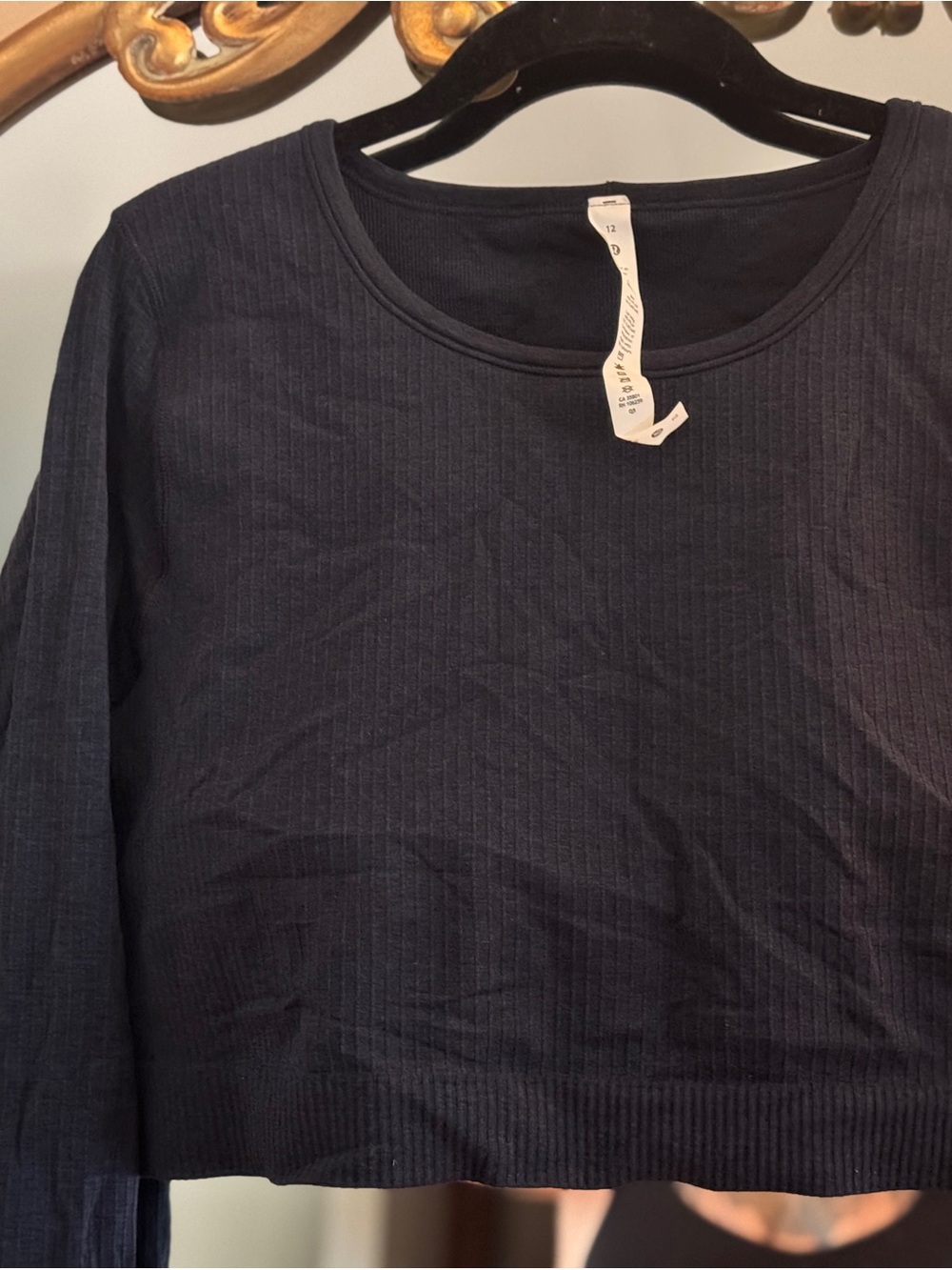 lululemon athletica Black Ribbed Crewneck Crop Top